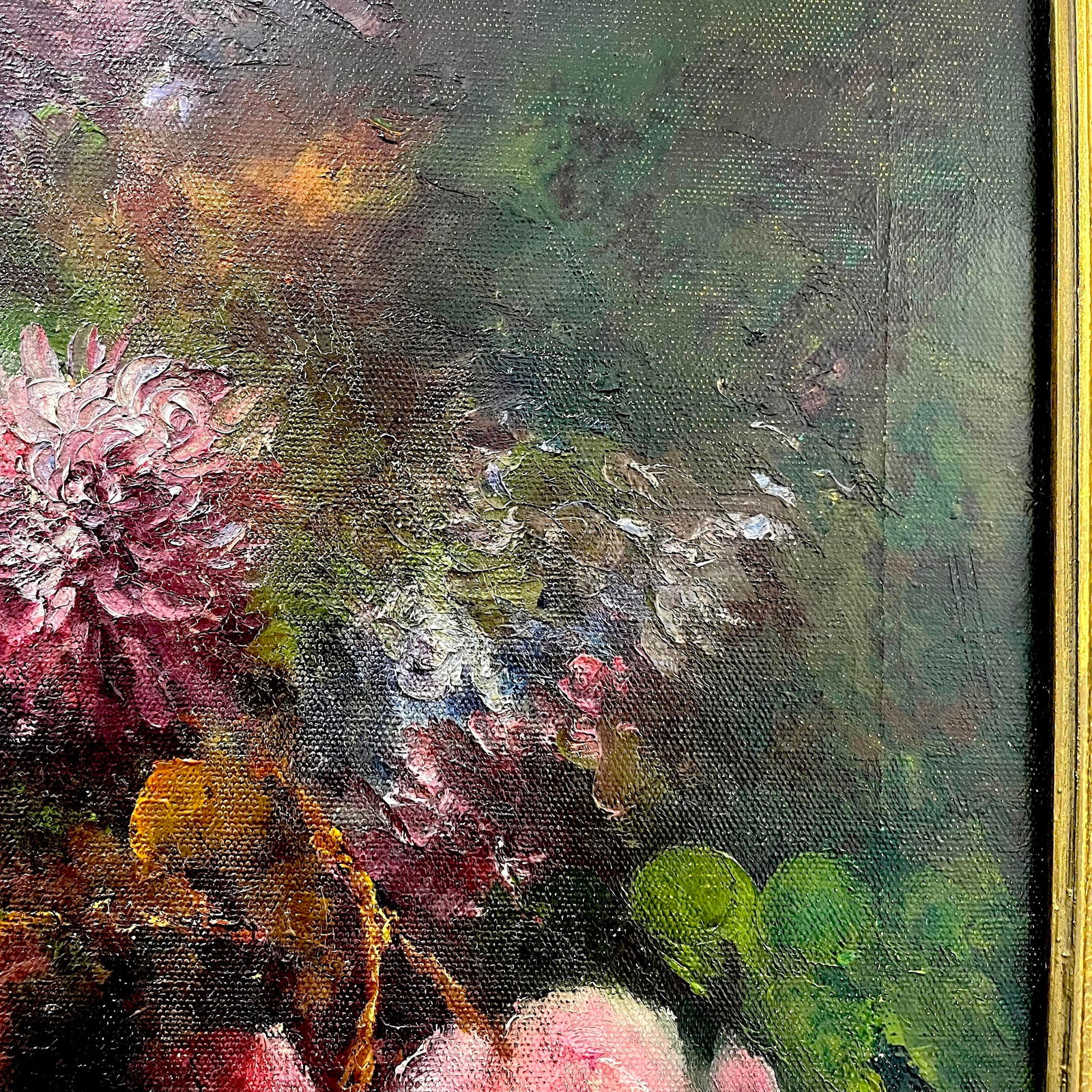 Early 20th Century Floral Still Life Oil Painting on Canvas, Framed - 5
