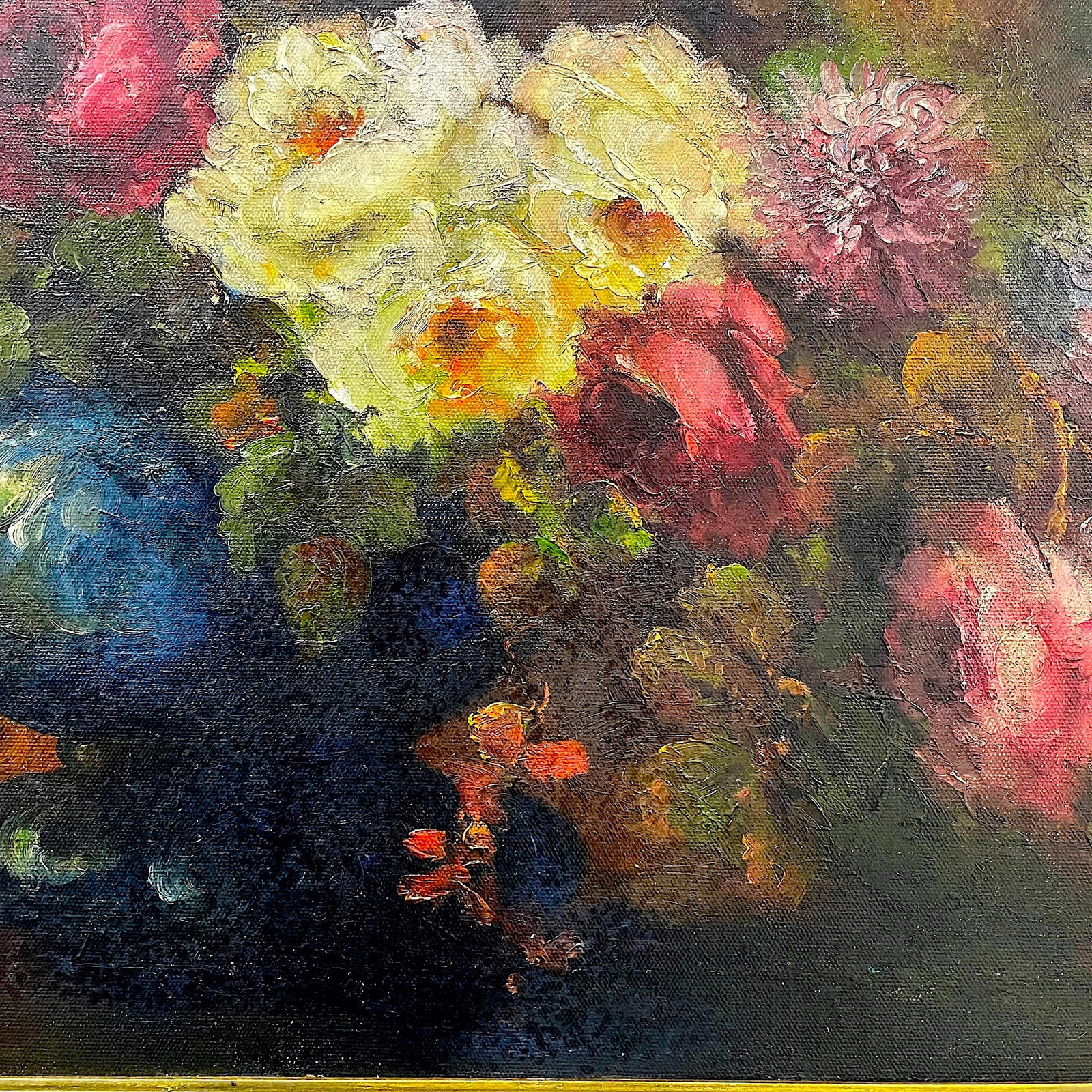 Early 20th Century Floral Still Life Oil Painting on Canvas, Framed - 7