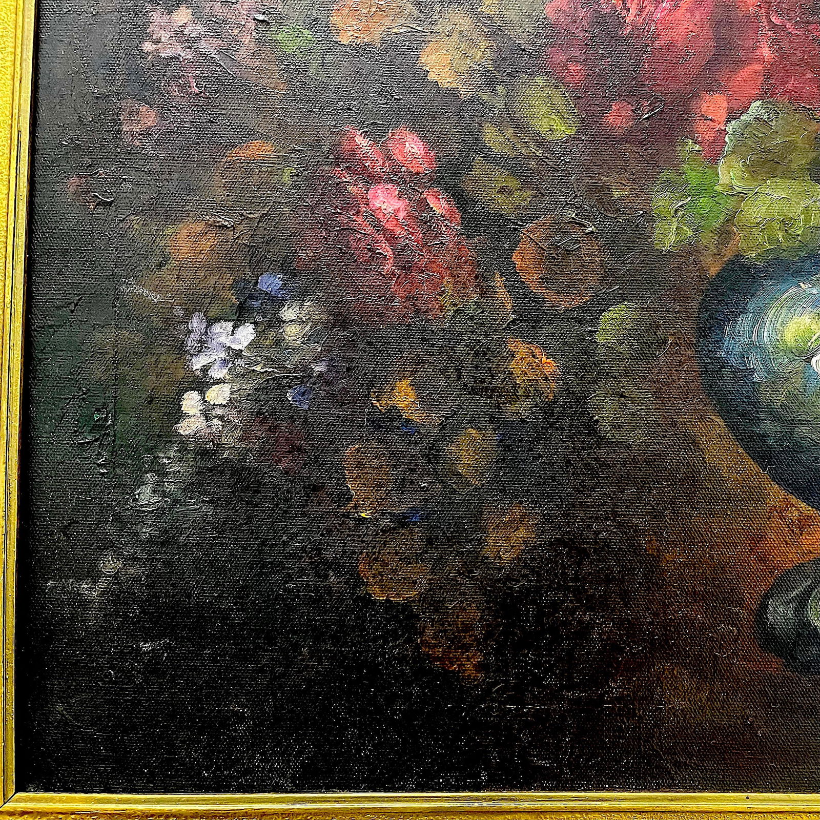 Early 20th Century Floral Still Life Oil Painting on Canvas, Framed - 8