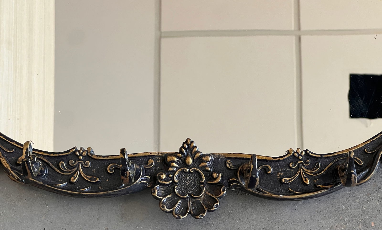 19th Century French Bronze Wall Mounted Coat Rack With Mirror - 8