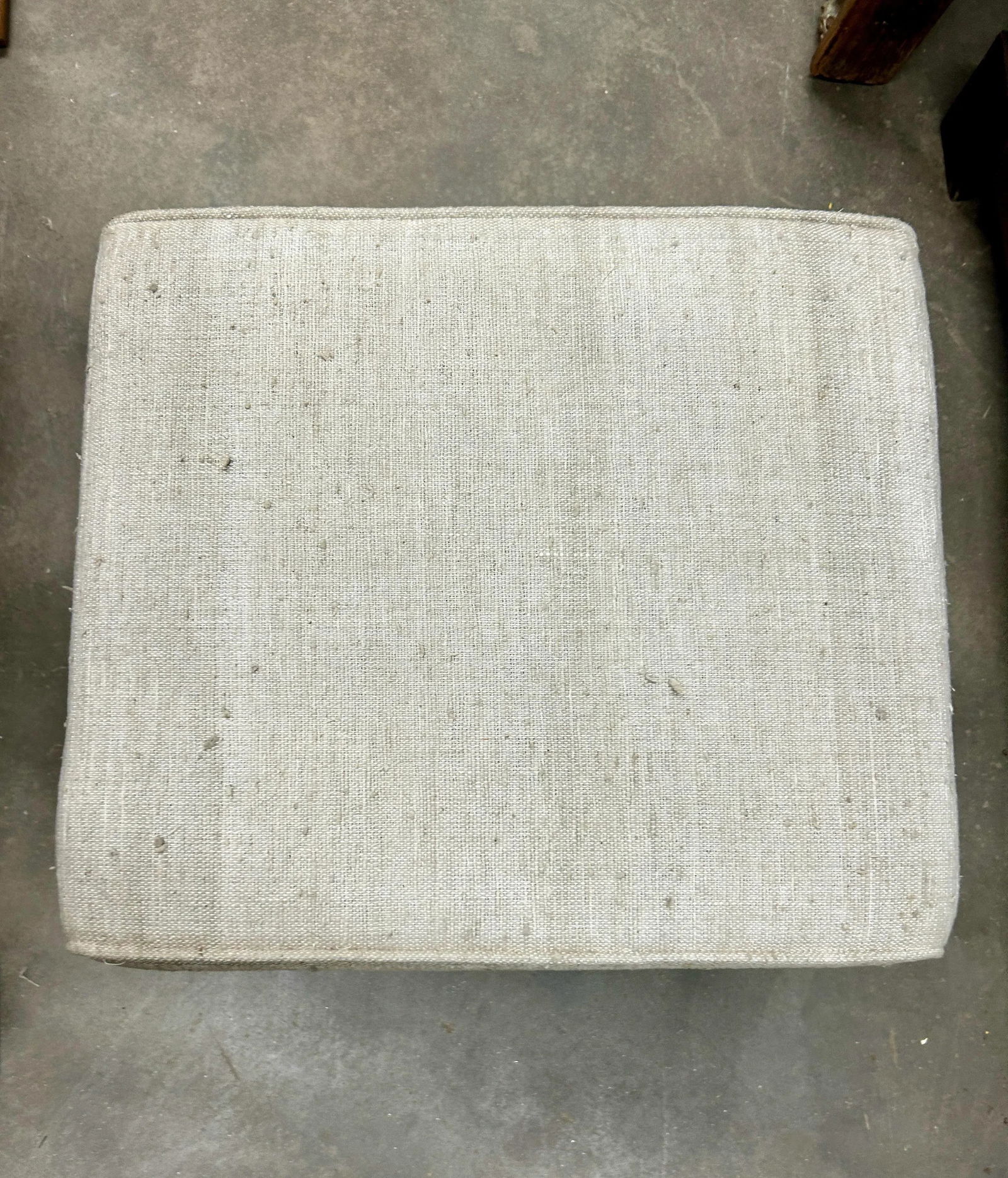 Vintage Light Grey-White Turkish Rug Square Ottoman Stool - 4