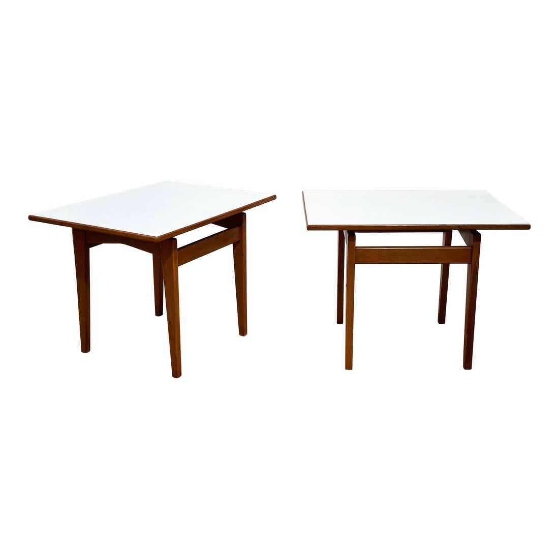 1960s Jens Risom Side Tables - Midcentury Danish Modern - Pair Walnut Formica Floating Top End Table (1 of 9)