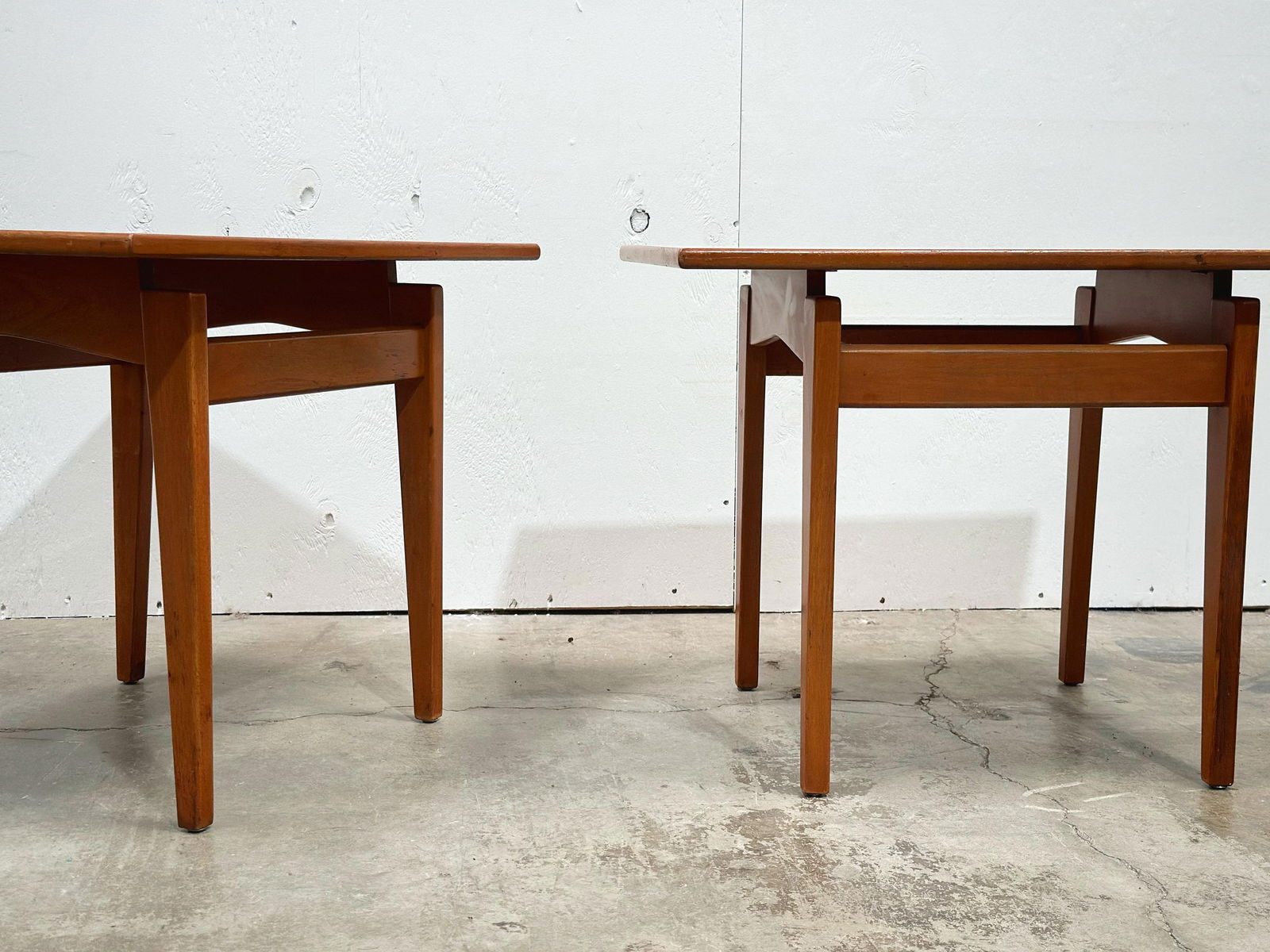 1960s Jens Risom Side Tables - Midcentury Danish Modern - Pair Walnut Formica Floating Top End Table - 4