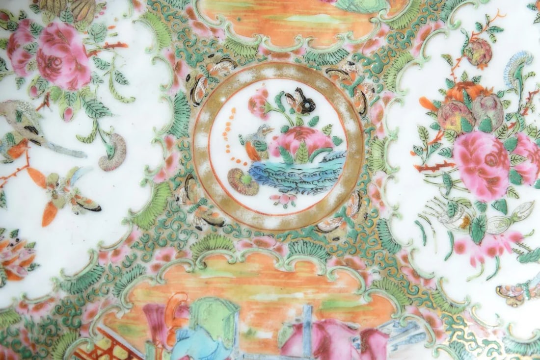 Antique Rose Medallion/Mandarin Shrimp Dish 19th Century - 5