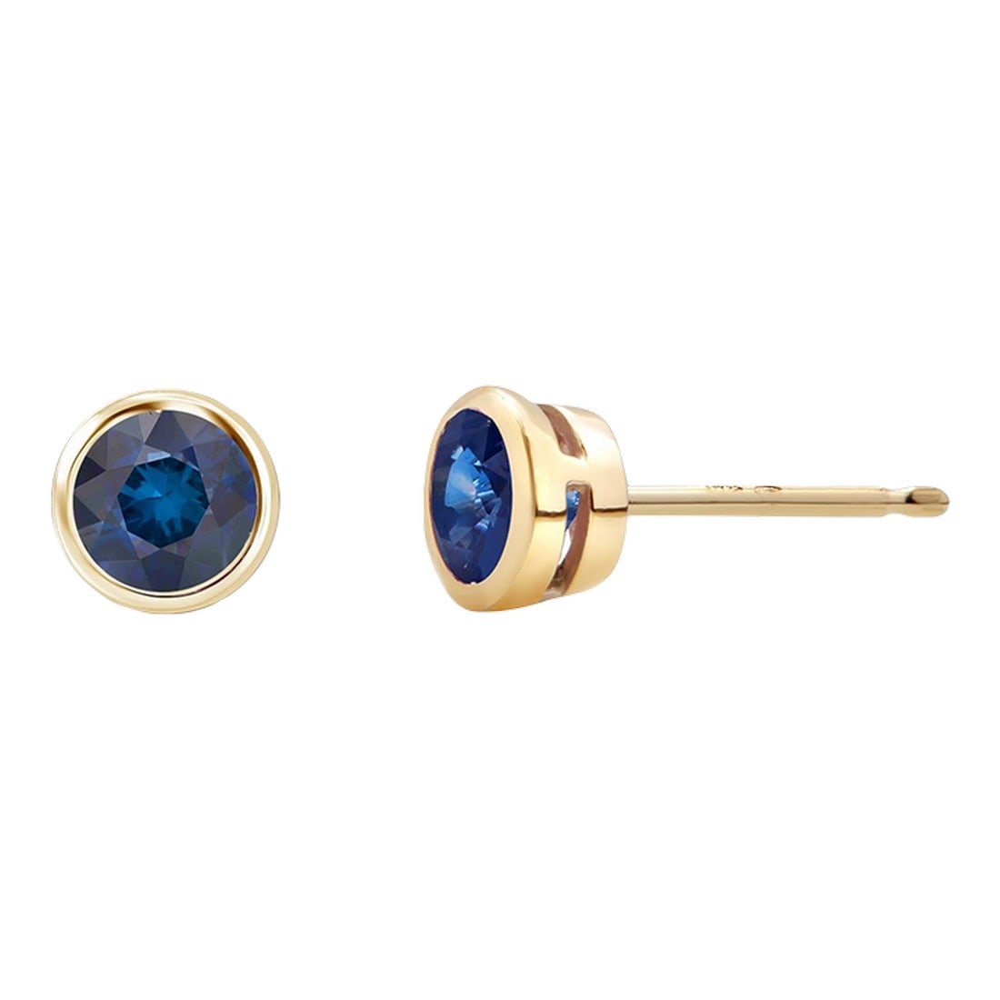 14 Karat Yellow Matched Round Sapphire 0.40 Carat 0.15 Inch Stud Earrings - 2 Pieces: Introducing our exquisite Matched Pair Round Sapphire Stud Earrings, a true embodiment of elegance and sophistication. Crafted with meticulous attention to detail, these earrings are designed to