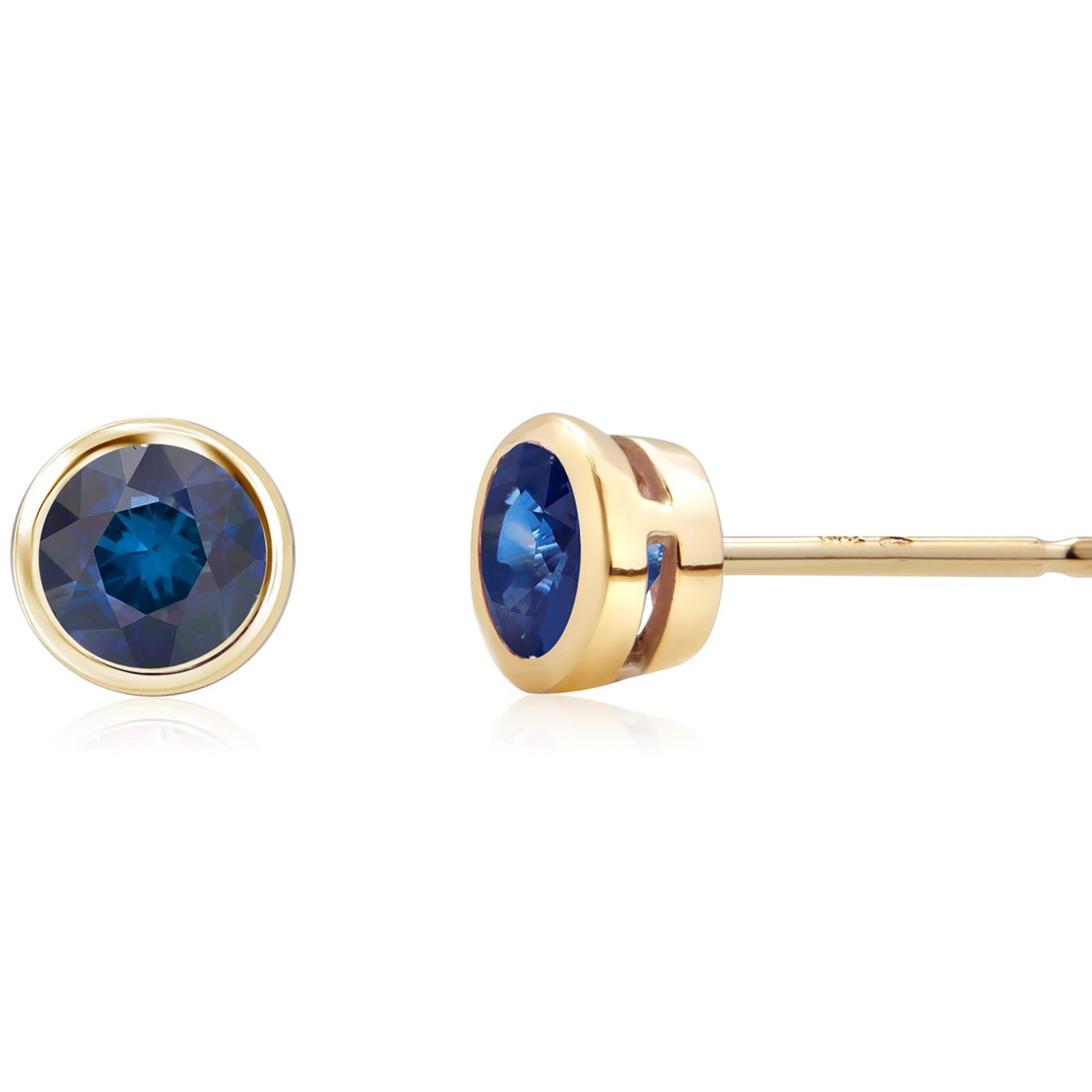14 Karat Yellow Matched Round Sapphire 0.40 Carat 0.15 Inch Stud Earrings - 2 Pieces - 3