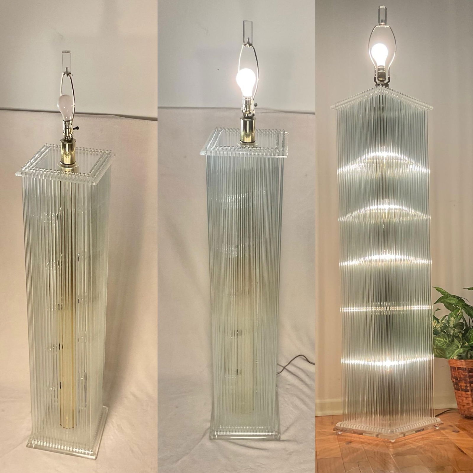 Mid-Century Lucite and Glass Rod Monumental Floor Lamp Attributed to Gaetano Sciolari, Circa 1970 - 5