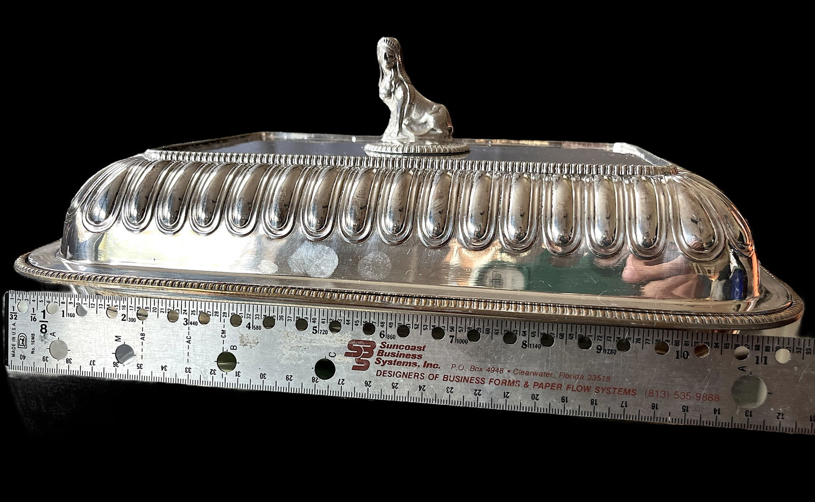 Antique Egyptian Revival Hotel Silver Mappin & Webb Covered Entree Vegetable Dish - 10