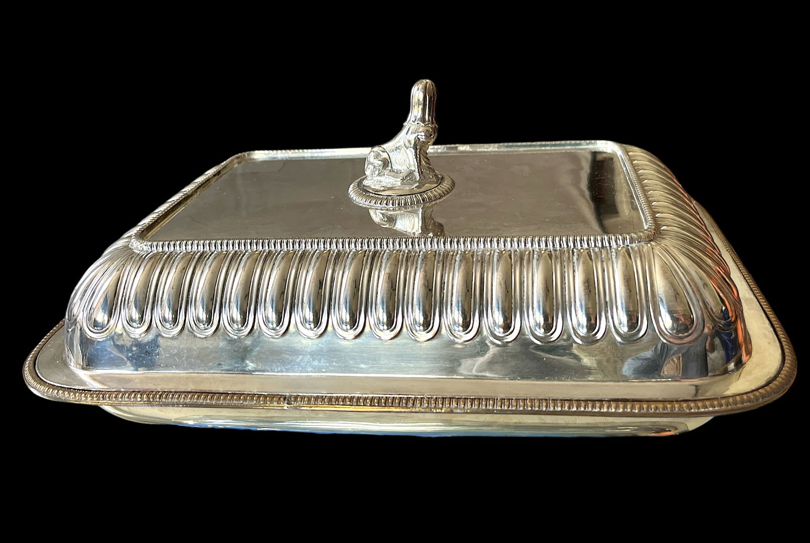 Antique Egyptian Revival Hotel Silver Mappin & Webb Covered Entree Vegetable Dish - 3