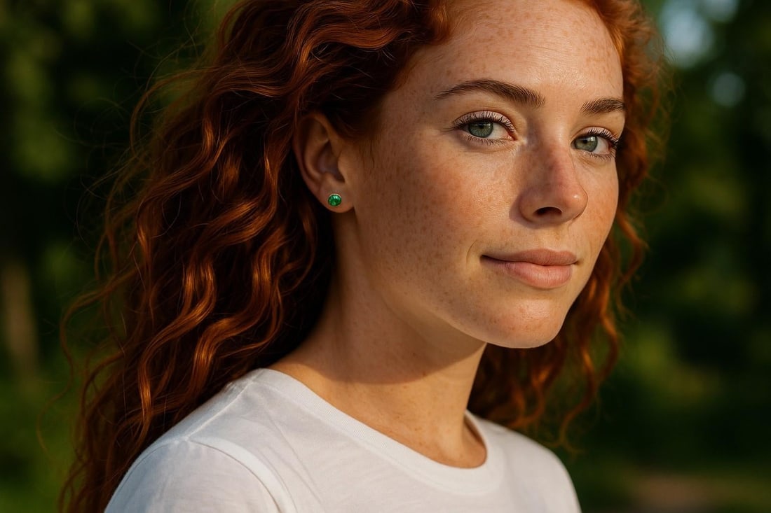 14 Karat Yellow Gold Matched Pair of Round Cabochon Emerald 0.21 Inch Earrings - 2 Pieces - 12