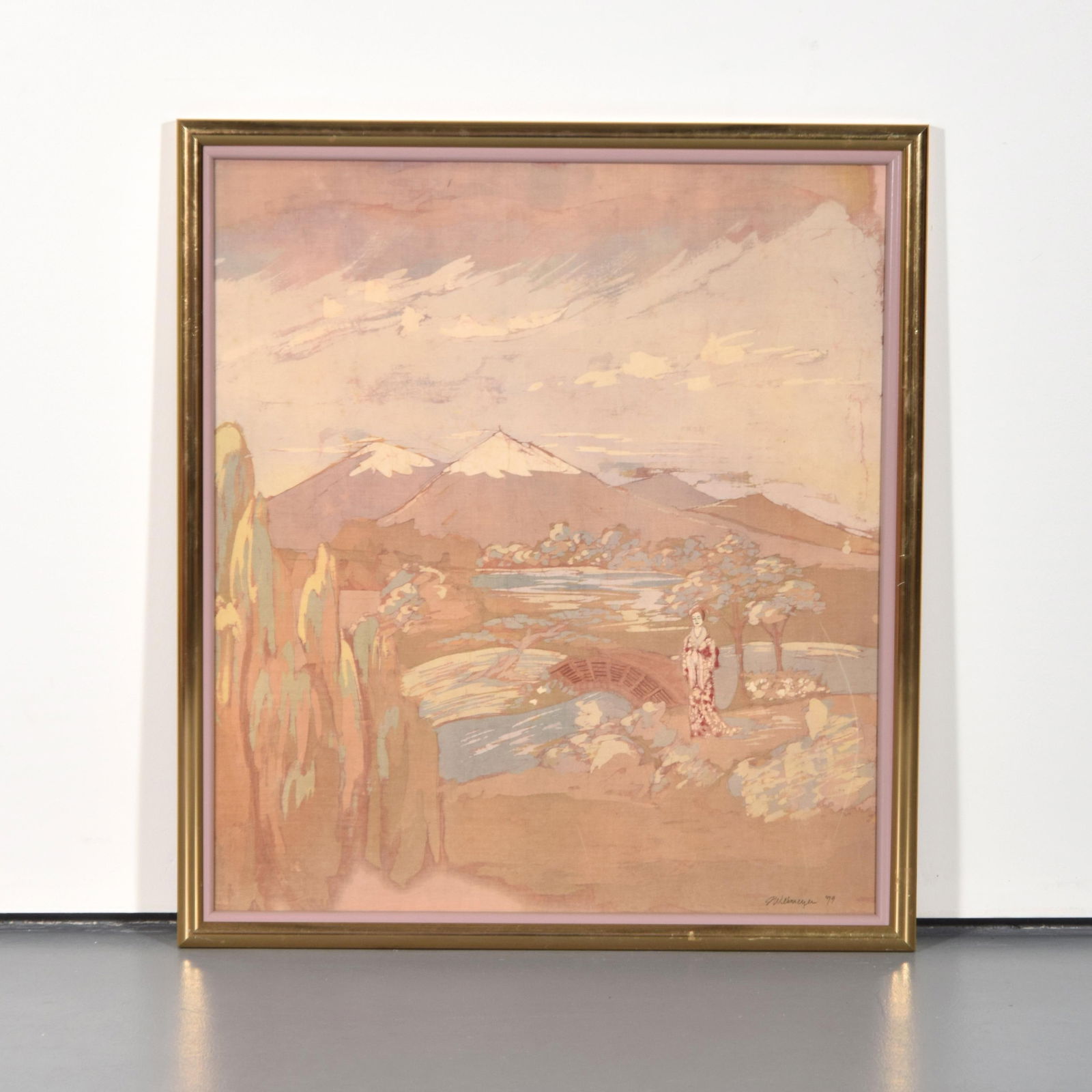 1970s Original Signed J. Wehmeyer Batik Landscape Paintings, Framed - Set of 2 - 5