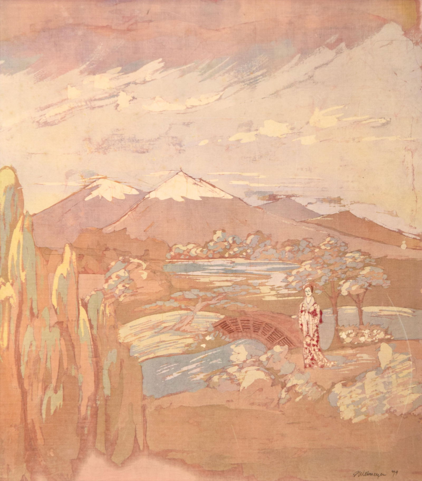 1970s Original Signed J. Wehmeyer Batik Landscape Paintings, Framed - Set of 2 - 6