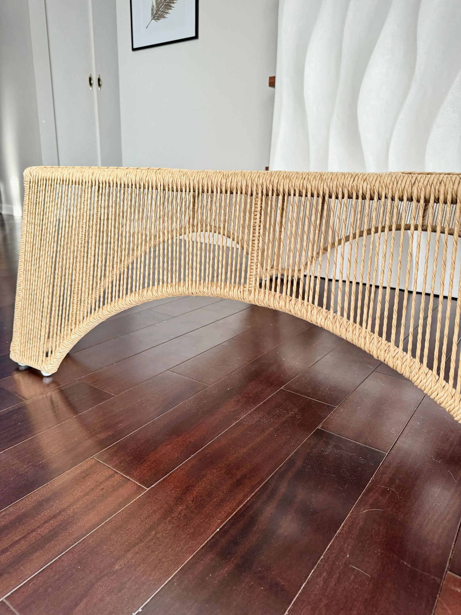 Unique Checkered Handmade Woven Parallel Ropes Checkerboard Plaid Pattern Square Coffee Table by Mad - 12