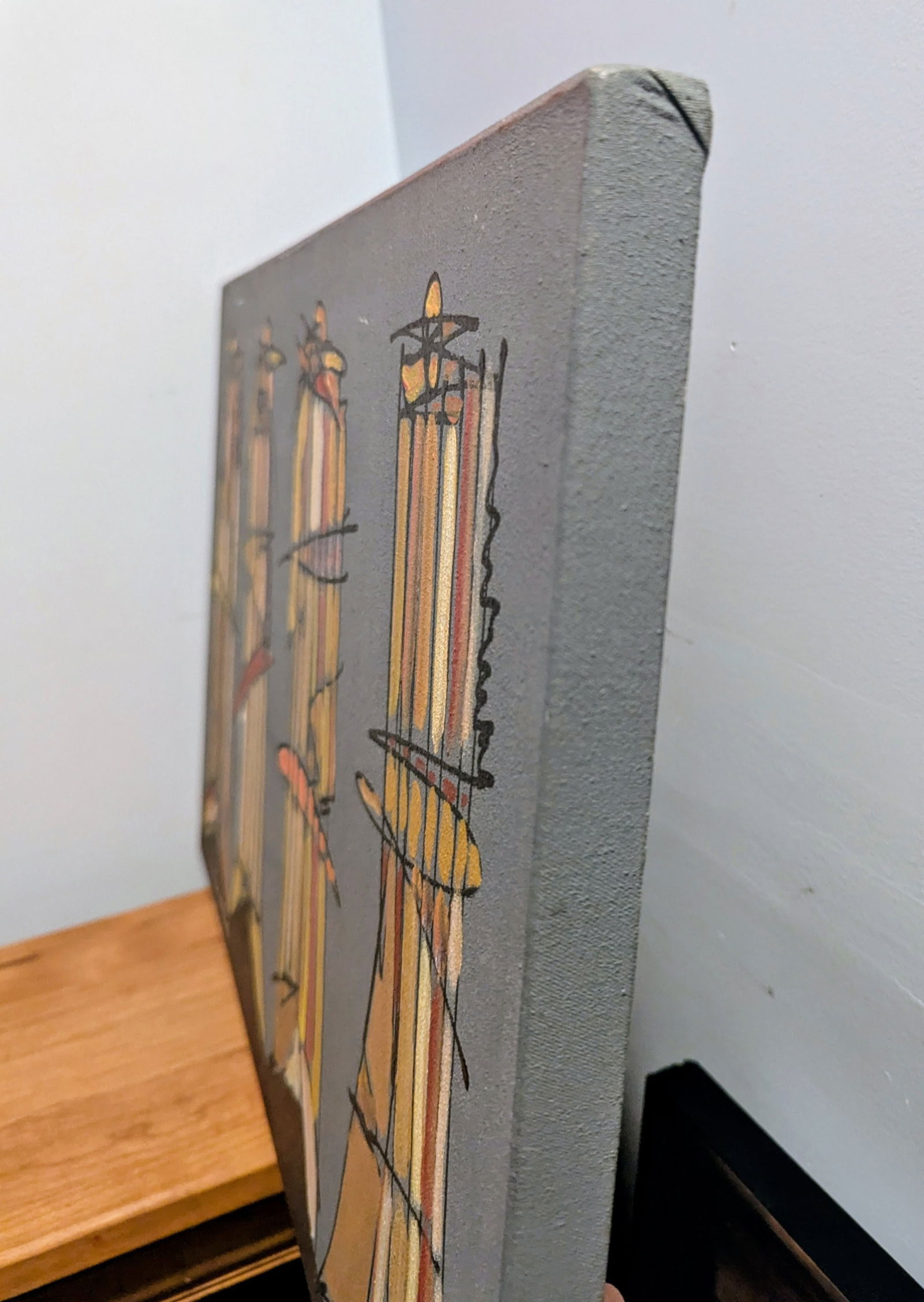 1990s Acrylic Painting With India Ink on Stretched Canvas by Brazilian Artist Fernando Duarte Modern - 10