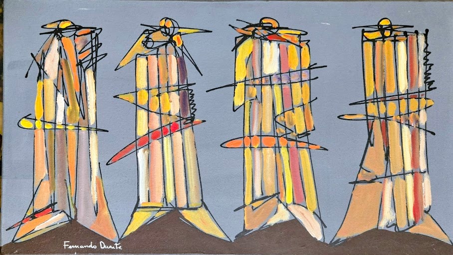 1990s Acrylic Painting With India Ink on Stretched Canvas by Brazilian Artist Fernando Duarte Modern - 2