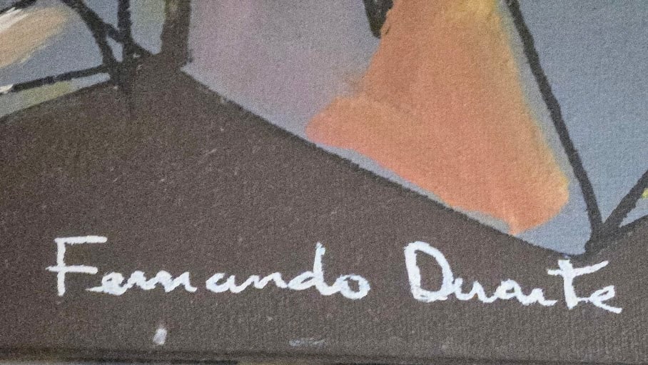 1990s Acrylic Painting With India Ink on Stretched Canvas by Brazilian Artist Fernando Duarte Modern - 3