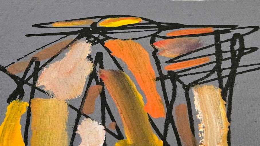 1990s Acrylic Painting With India Ink on Stretched Canvas by Brazilian Artist Fernando Duarte Modern - 4