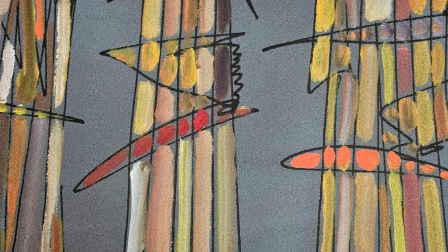 1990s Acrylic Painting With India Ink on Stretched Canvas by Brazilian Artist Fernando Duarte Modern - 5