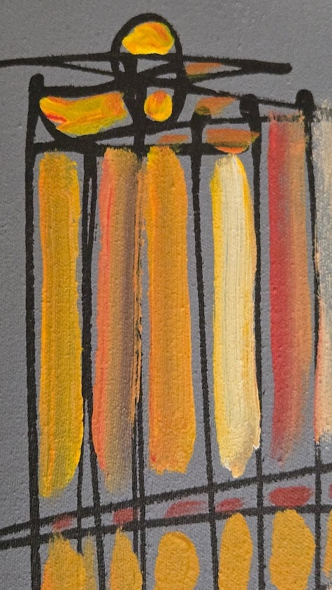 1990s Acrylic Painting With India Ink on Stretched Canvas by Brazilian Artist Fernando Duarte Modern - 6