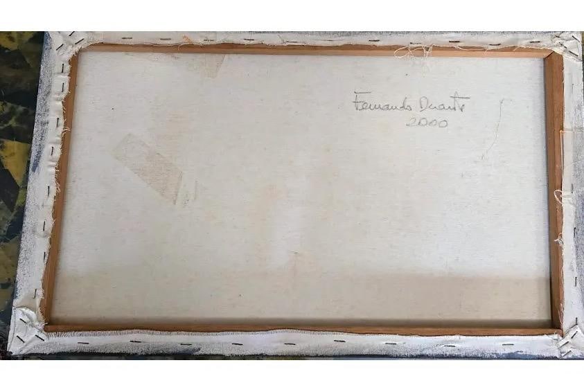 1990s Acrylic Painting With India Ink on Stretched Canvas by Brazilian Artist Fernando Duarte Modern - 8