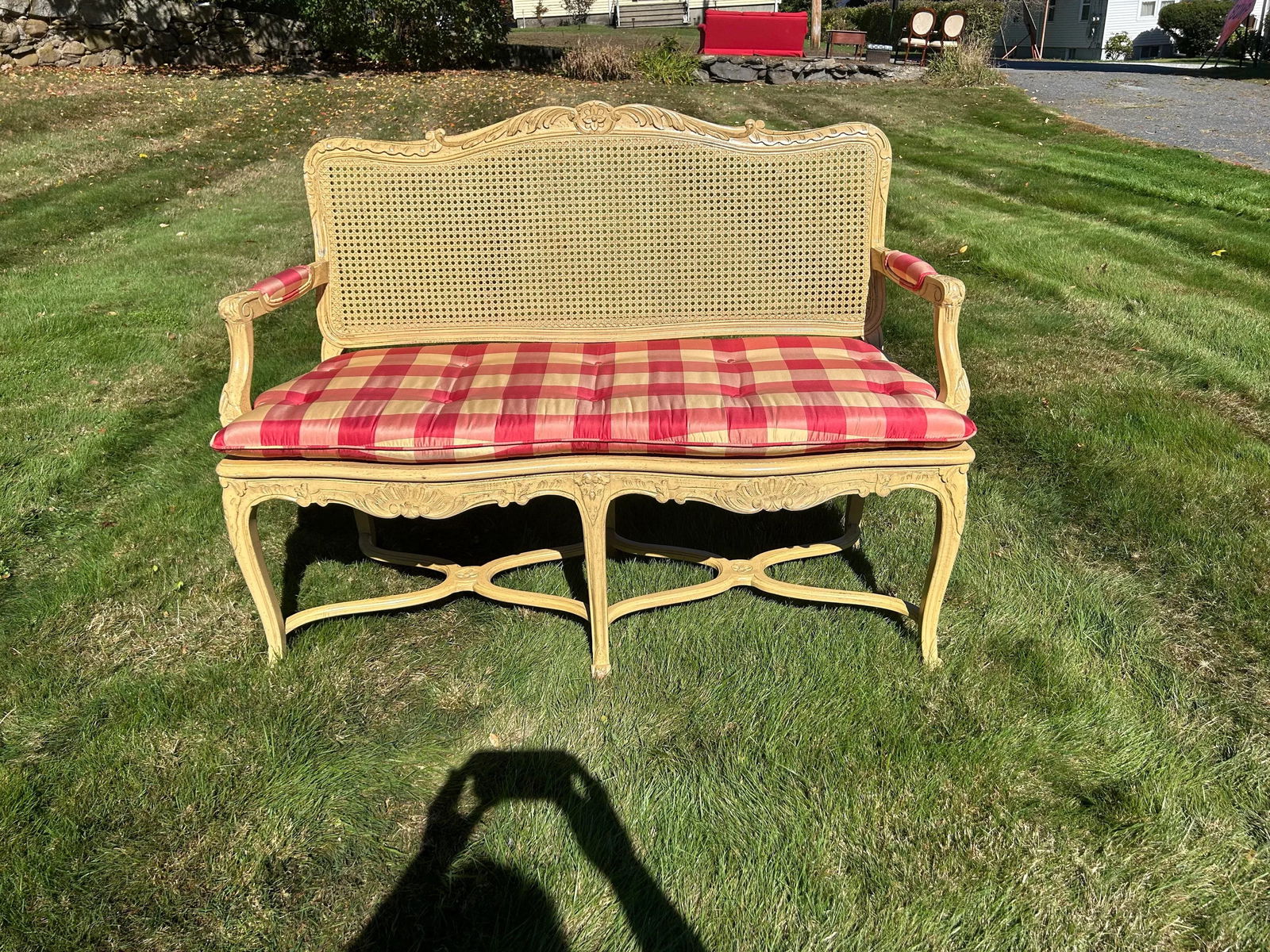 Vintage Cane Bench - 2