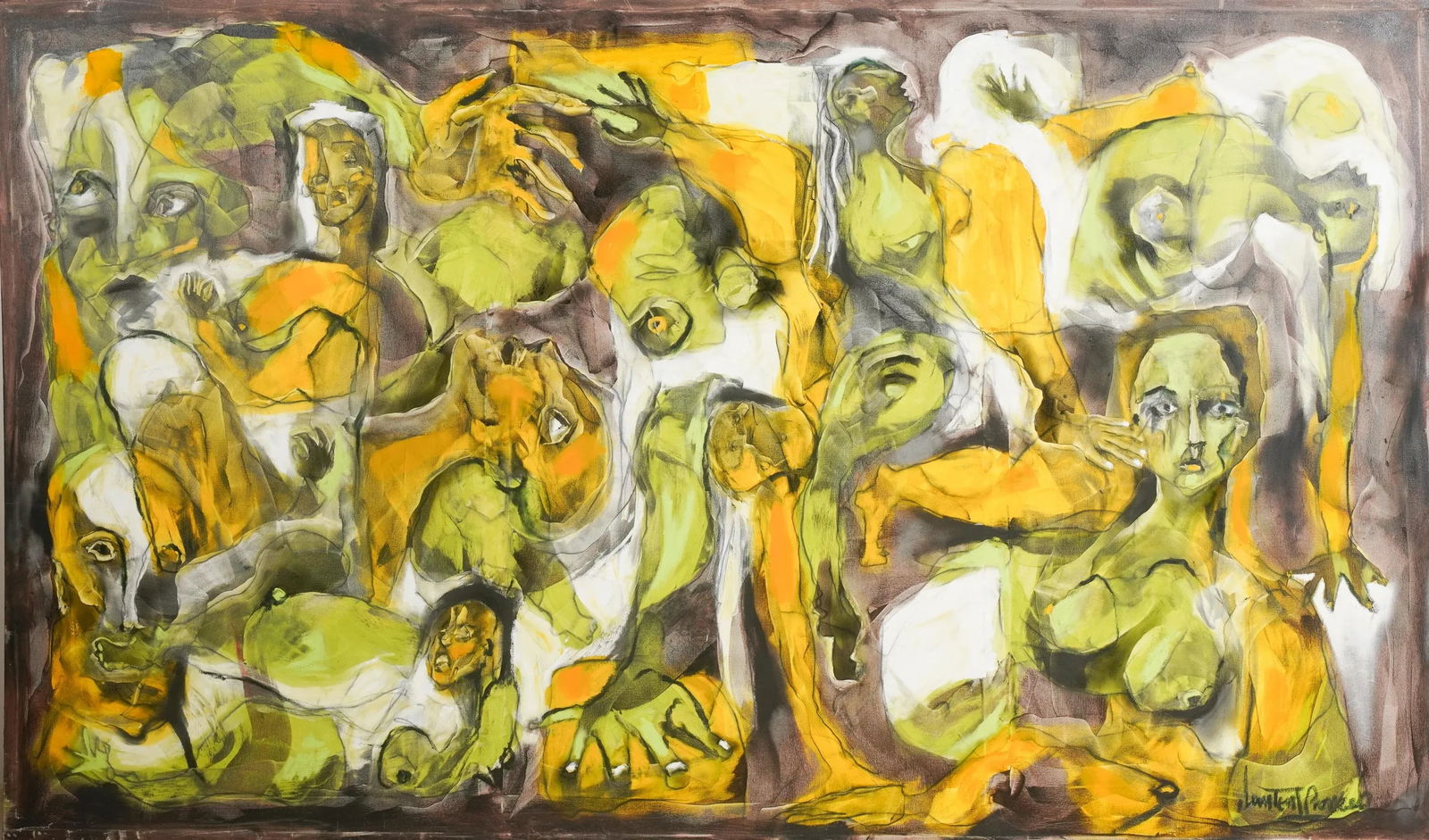 Large 84" Original Signed "Yoga Time" Painting by Laurent Proneur - 2