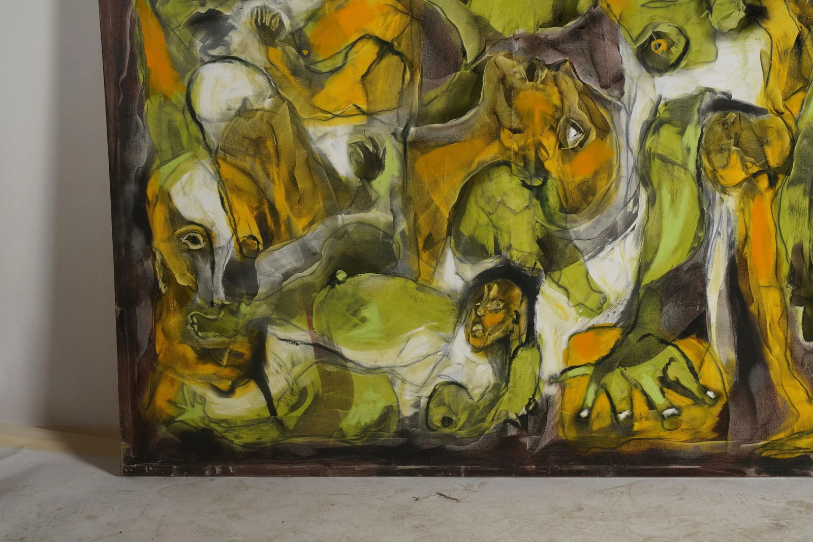 Large 84" Original Signed "Yoga Time" Painting by Laurent Proneur - 6