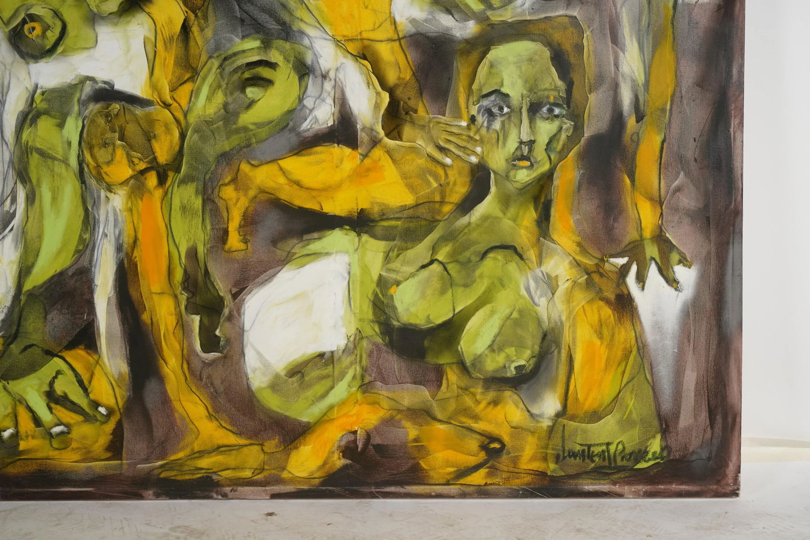 Large 84" Original Signed "Yoga Time" Painting by Laurent Proneur - 7