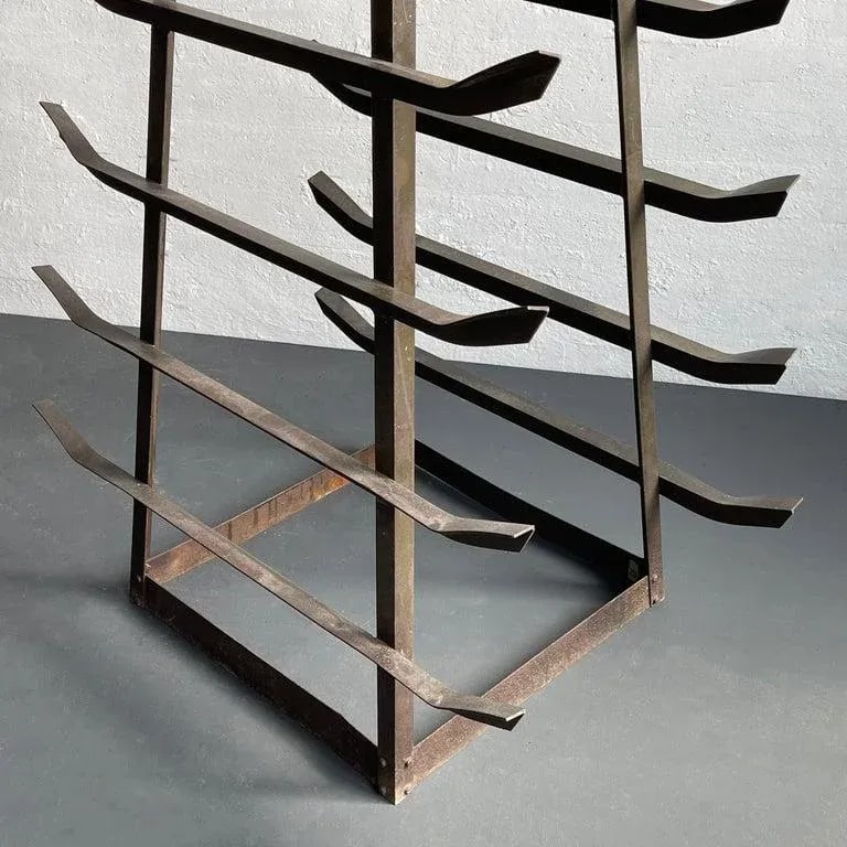 1940s Custom-Made Tall Industrial Cast Iron Tower Storage Rack Sculpture - 11