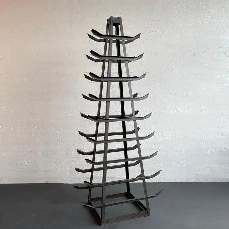 1940s Custom-Made Tall Industrial Cast Iron Tower Storage Rack Sculpture - 2