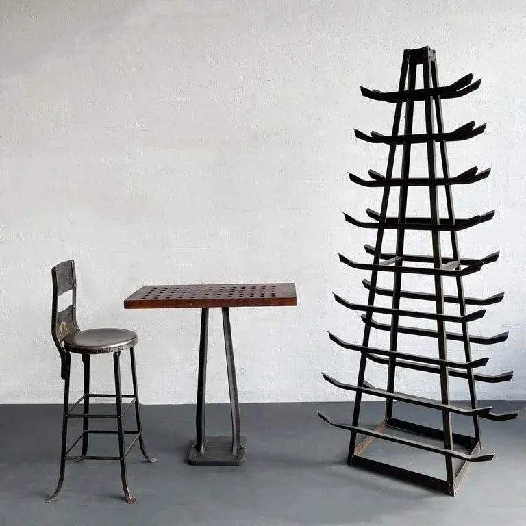 1940s Custom-Made Tall Industrial Cast Iron Tower Storage Rack Sculpture - 6
