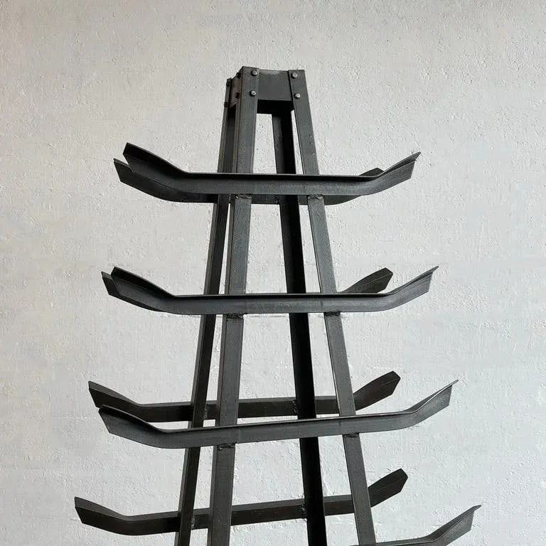 1940s Custom-Made Tall Industrial Cast Iron Tower Storage Rack Sculpture - 7