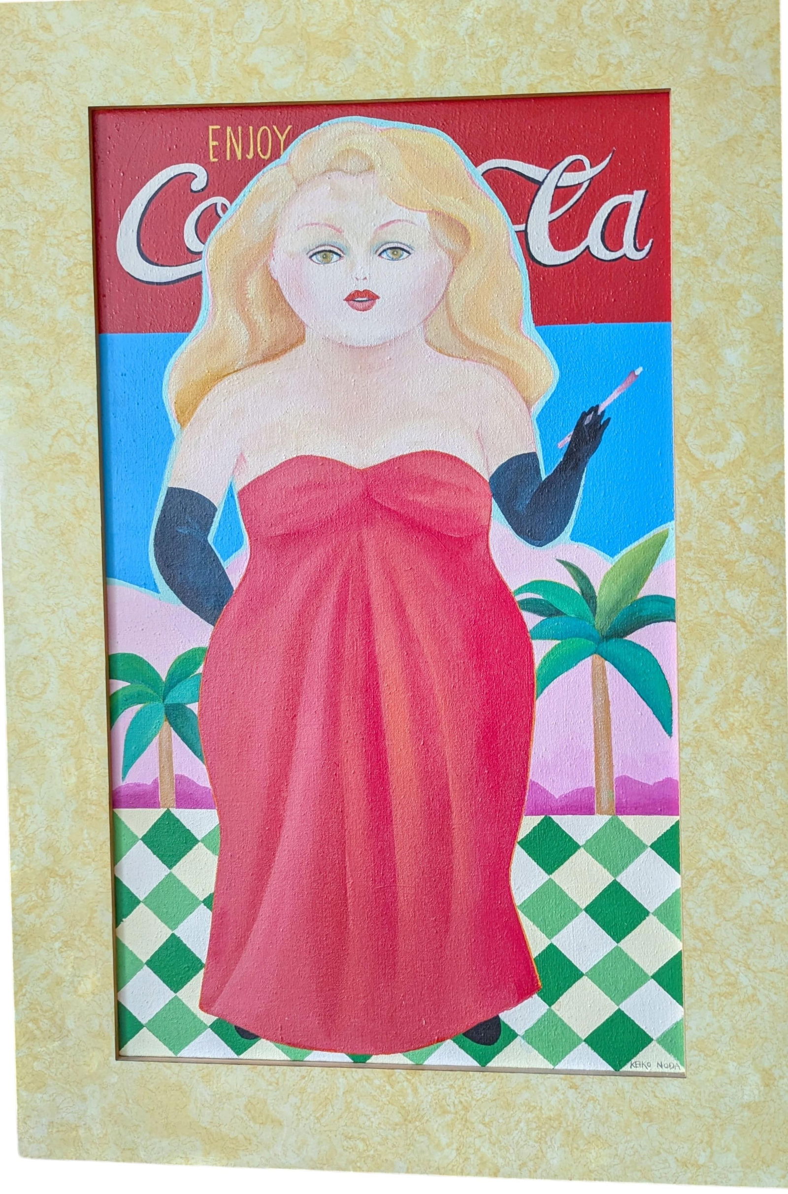 Framed Original Acrylic on Canvas by Keiko Noda Cantor, (Japanese 20th Century) Dated 1982 - 2