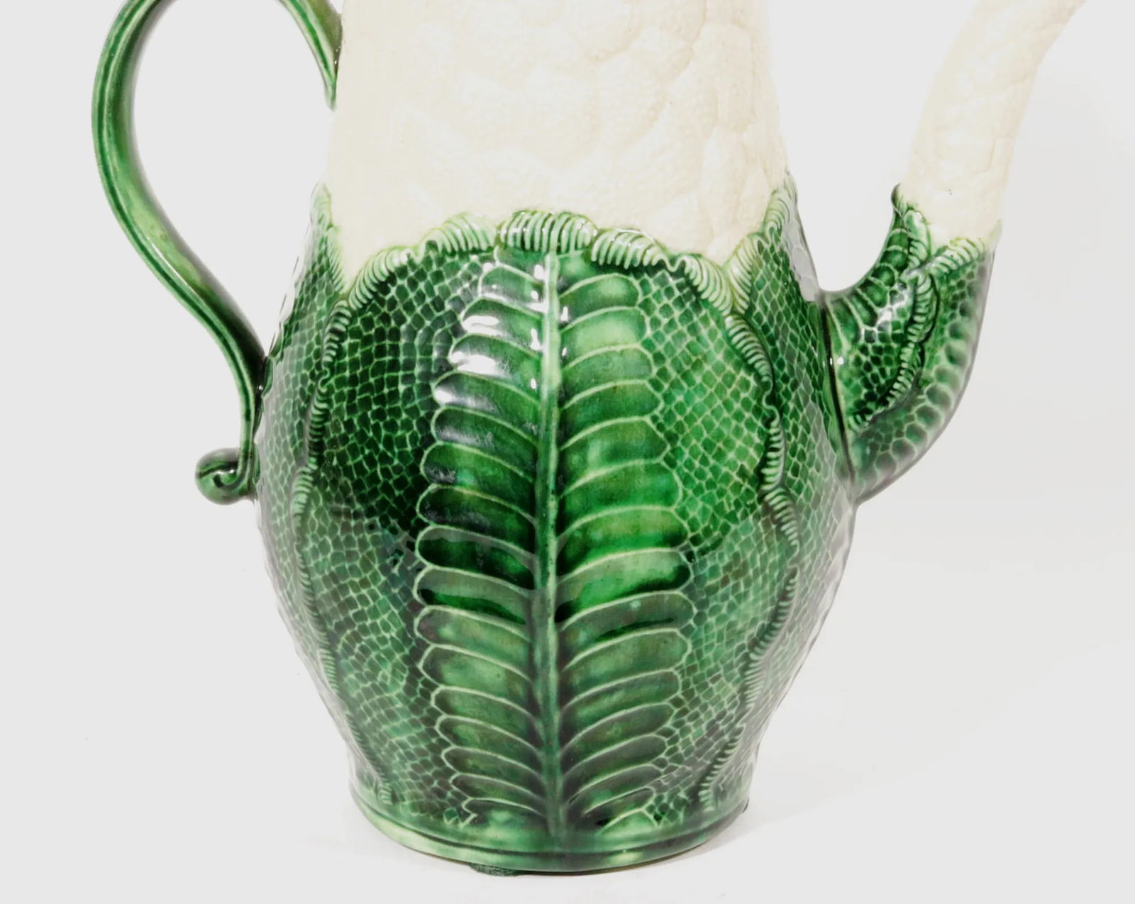 English Staffordshire Creamware Pottery Cauliflower Coffee Pot and Cover - 2