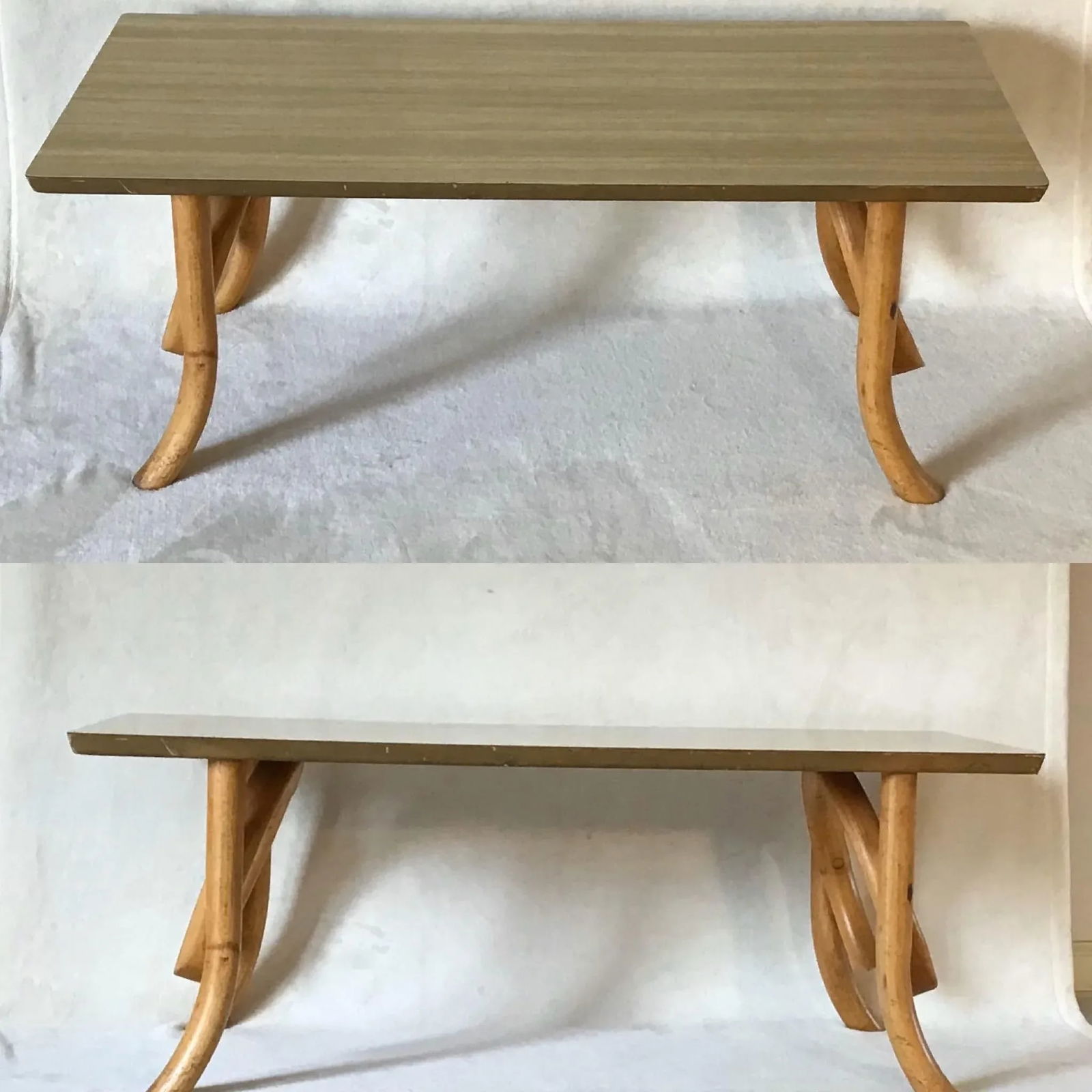 Vintage Mid Century Rattan Bamboo Bentwood Cocktail Table - 11