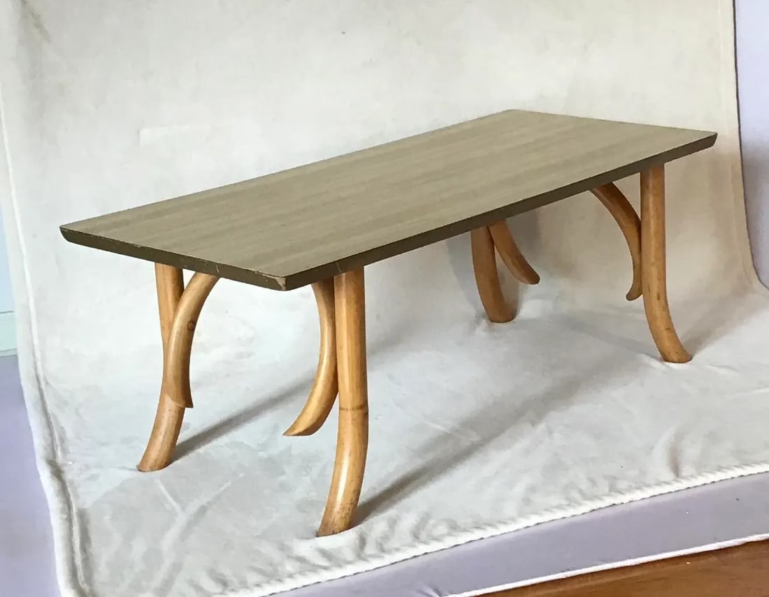 Vintage Mid Century Rattan Bamboo Bentwood Cocktail Table - 13