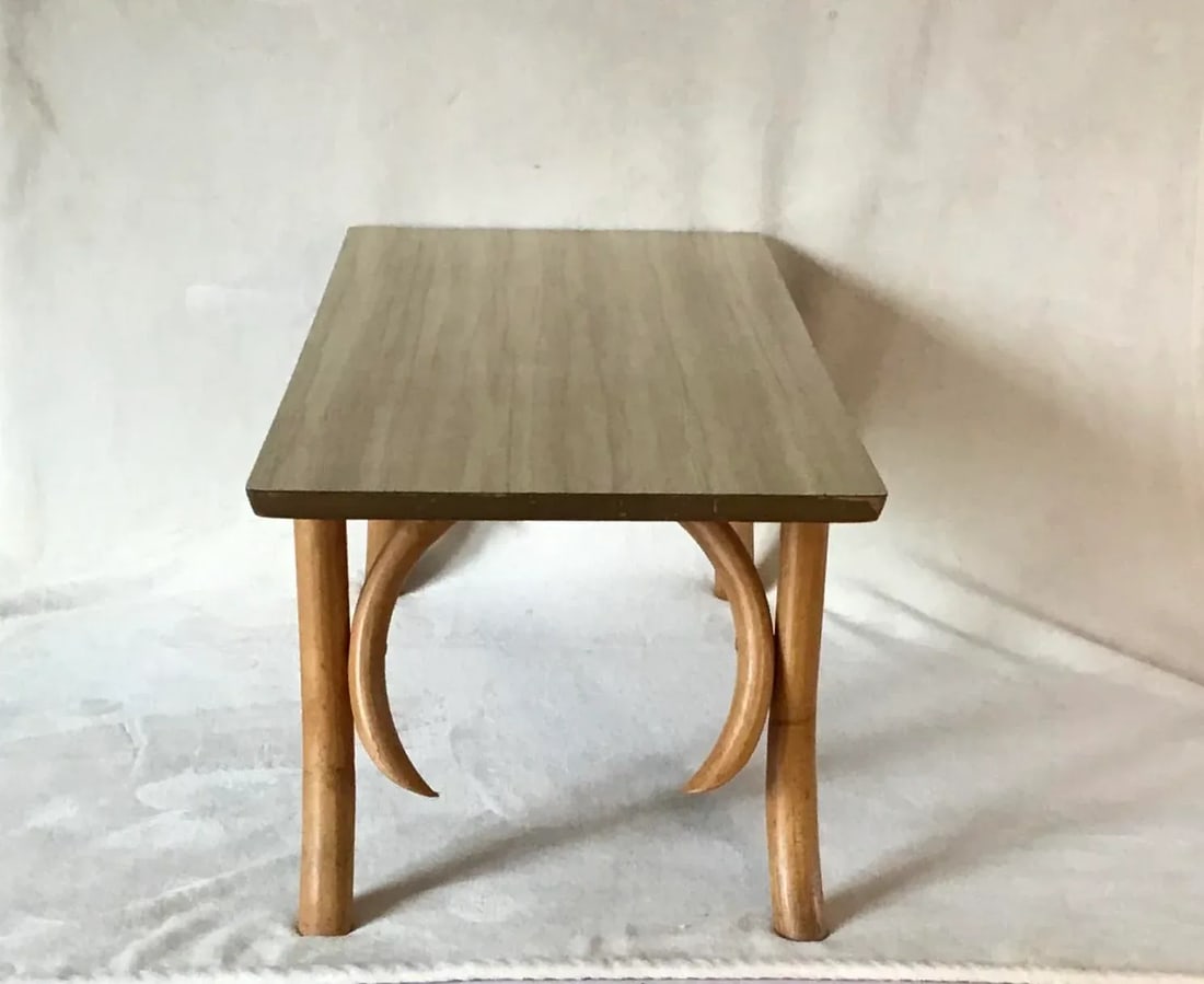 Vintage Mid Century Rattan Bamboo Bentwood Cocktail Table - 2