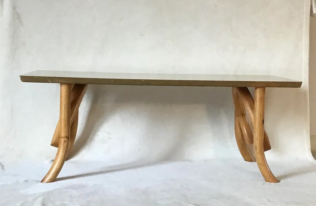 Vintage Mid Century Rattan Bamboo Bentwood Cocktail Table - 5