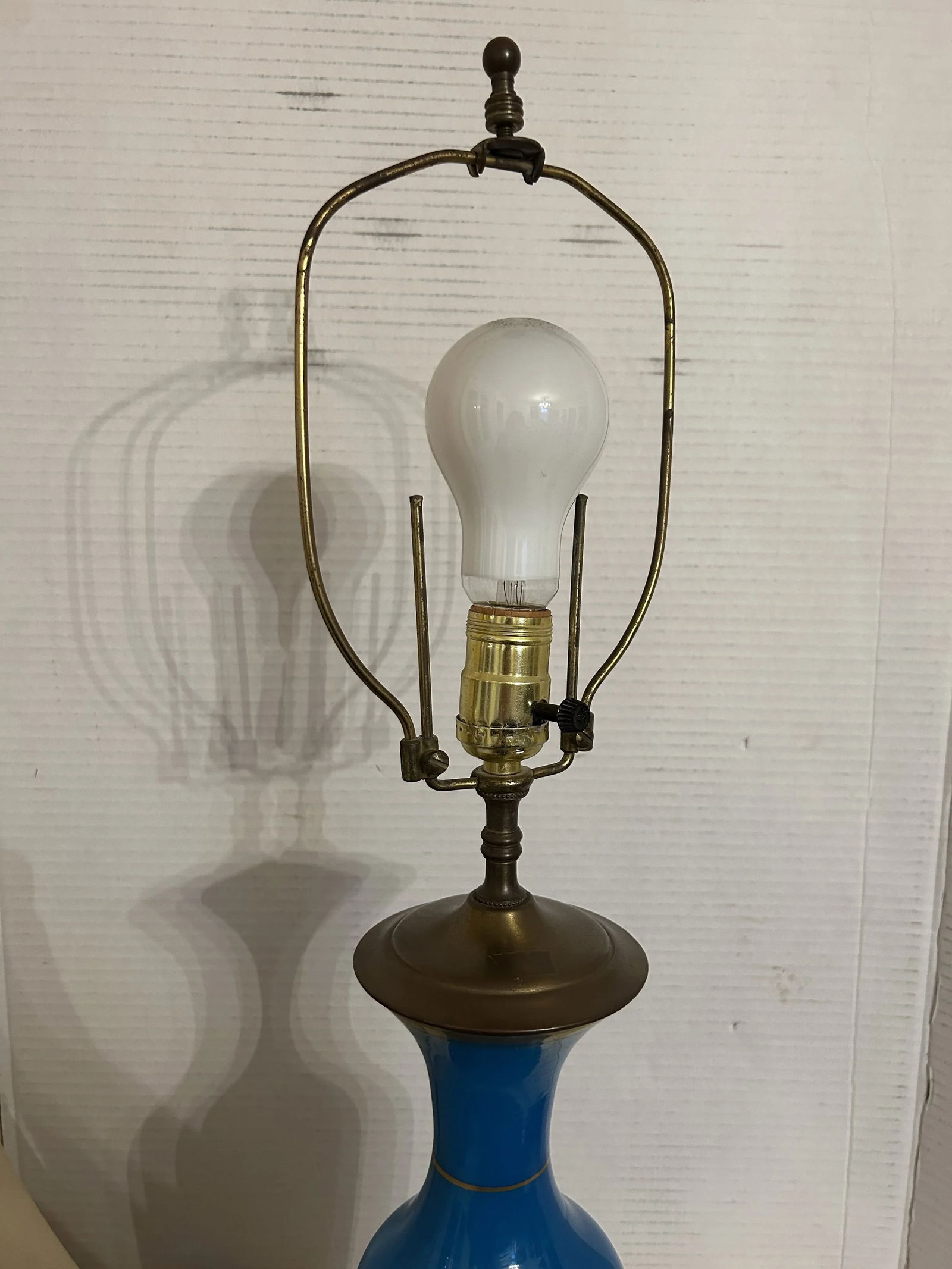 Antique Blue Opaline Glass Lamp - 10