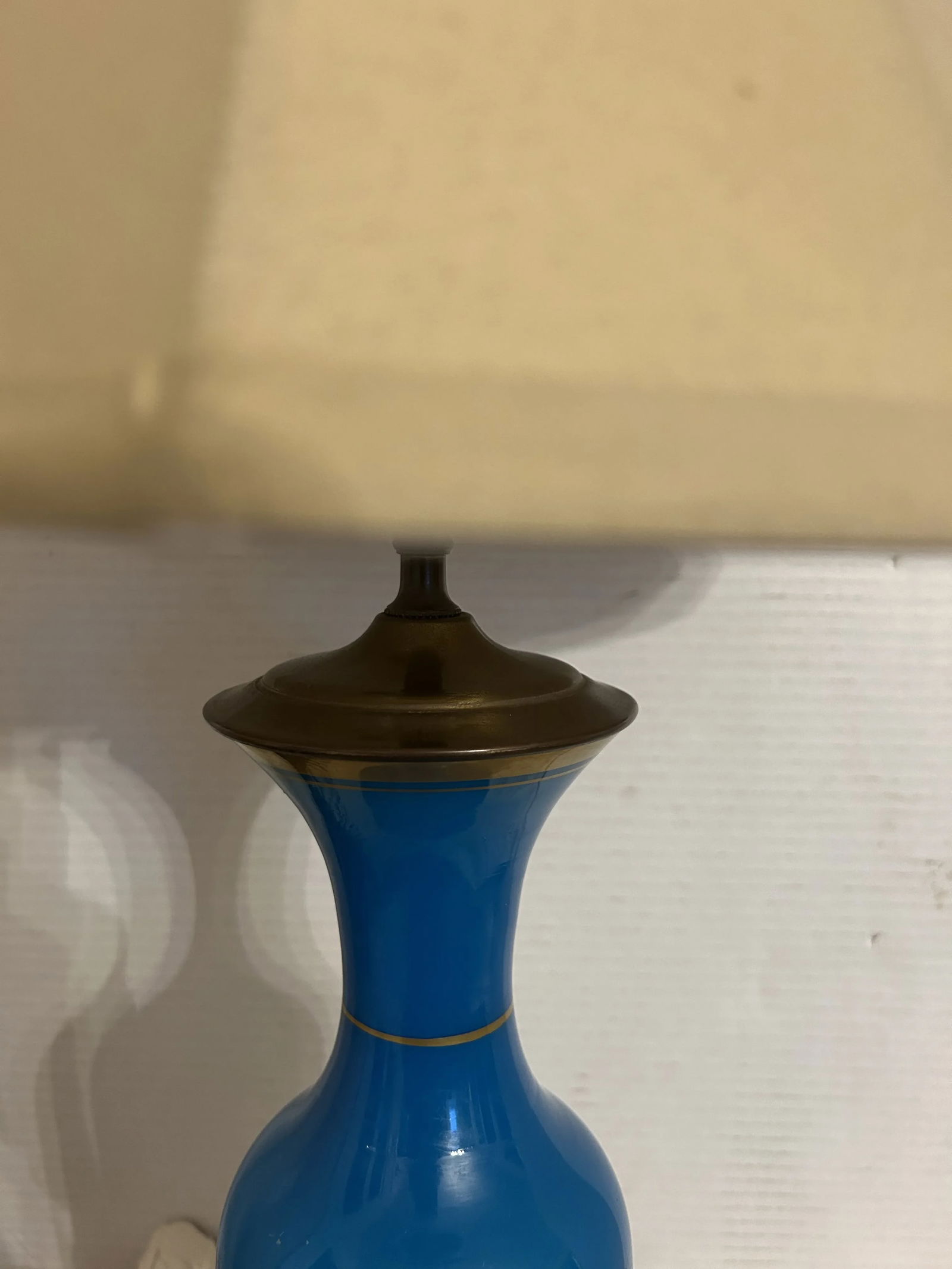 Antique Blue Opaline Glass Lamp - 5