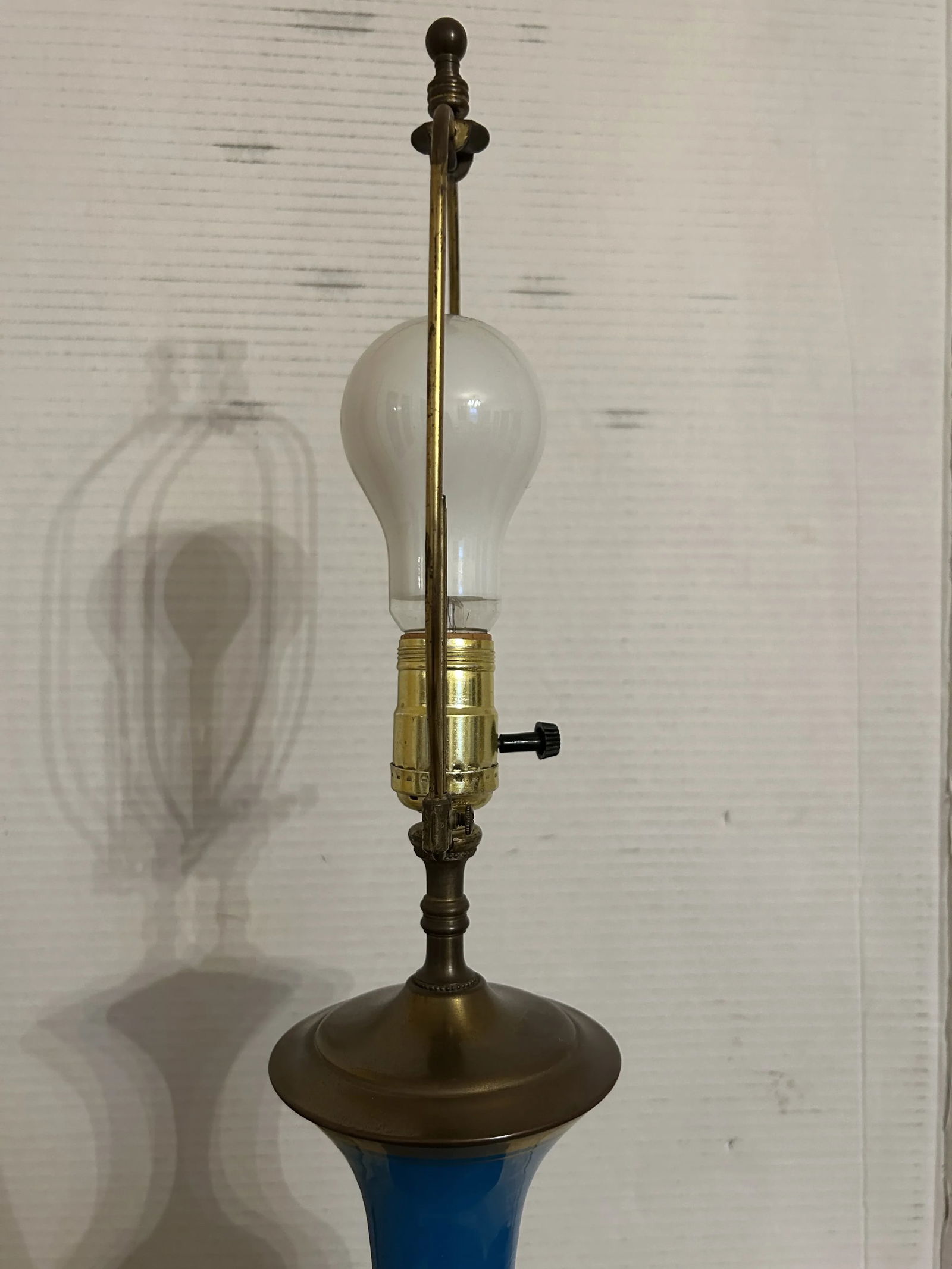 Antique Blue Opaline Glass Lamp - 6