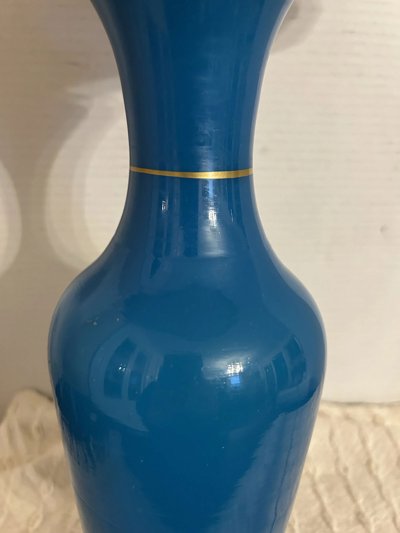 Antique Blue Opaline Glass Lamp - 9
