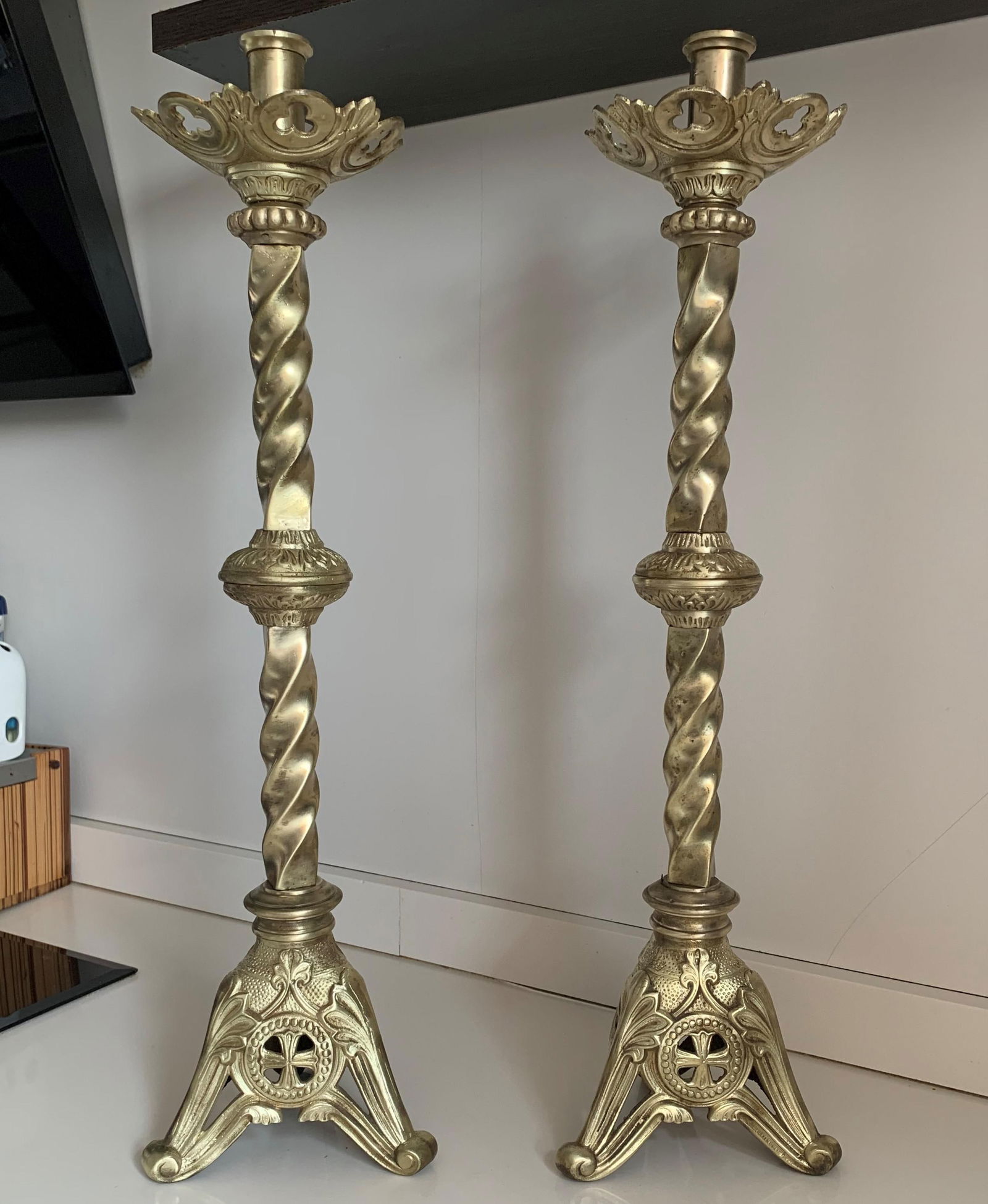 19th Century Italian Paschal Candleholder Bronze Venice Torchères Candlesticks - 2