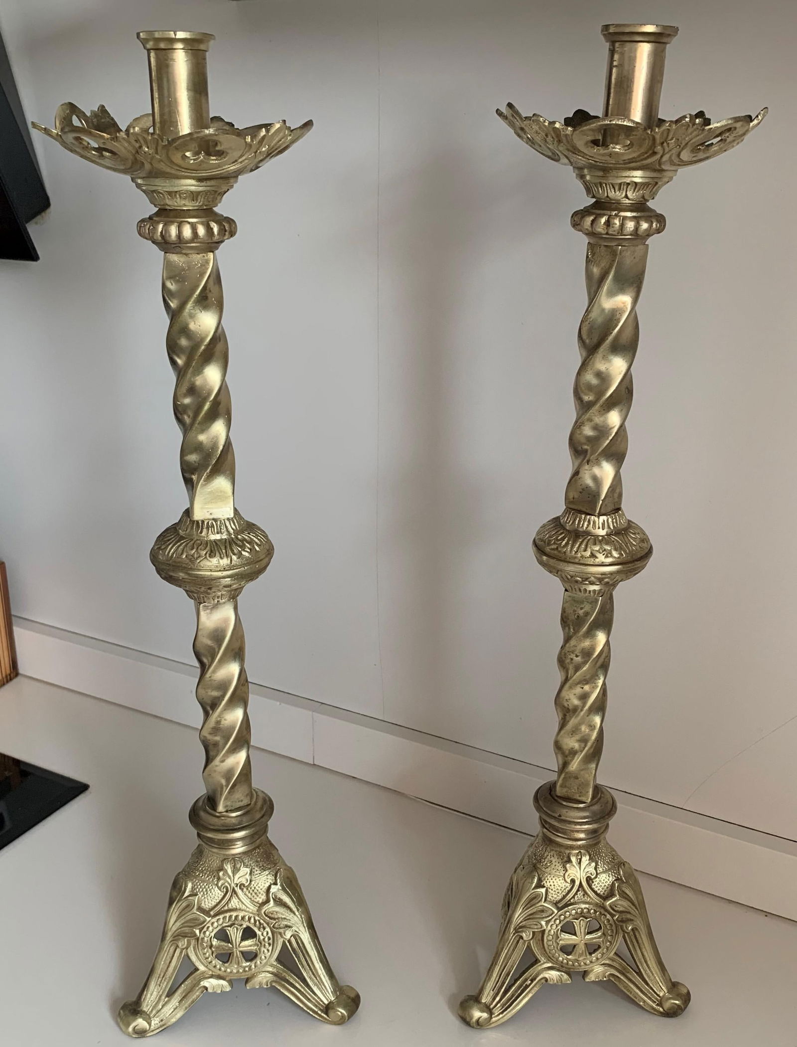 19th Century Italian Paschal Candleholder Bronze Venice Torchères Candlesticks - 3