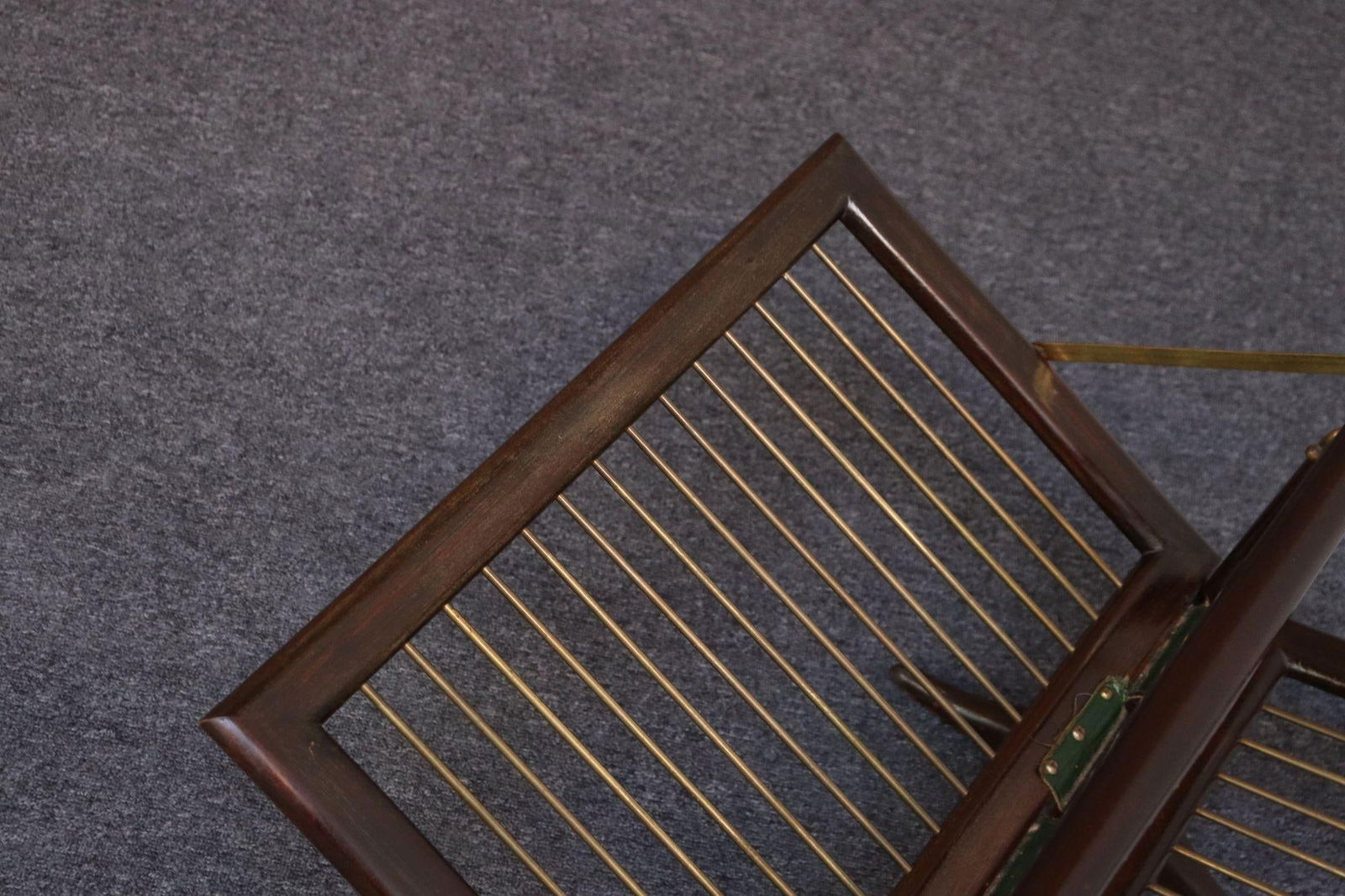 Vintage Italian Mahogany and Brass Collapsible Magazine Rack by Cesare Lacca - 10