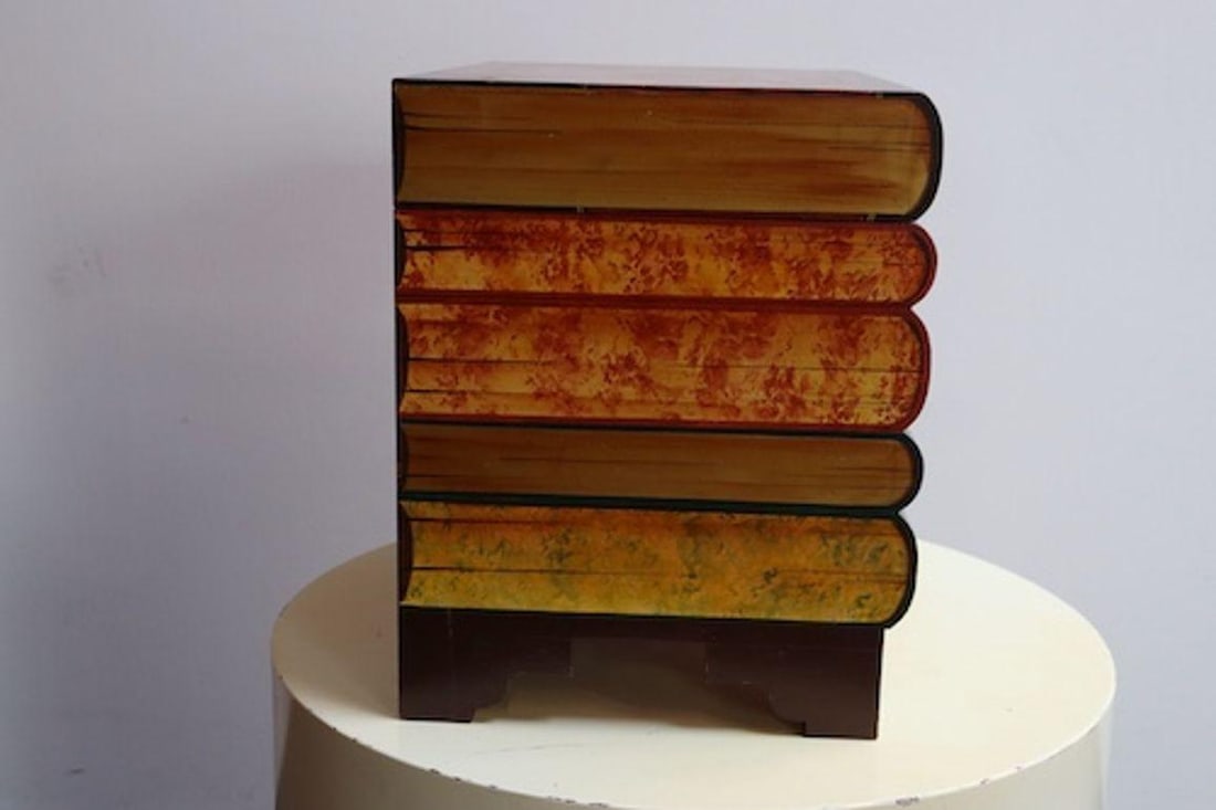 Vintage Trompe l'Oeil Faux Stacked Books Chest / Decorative Box by Don Andres - 5