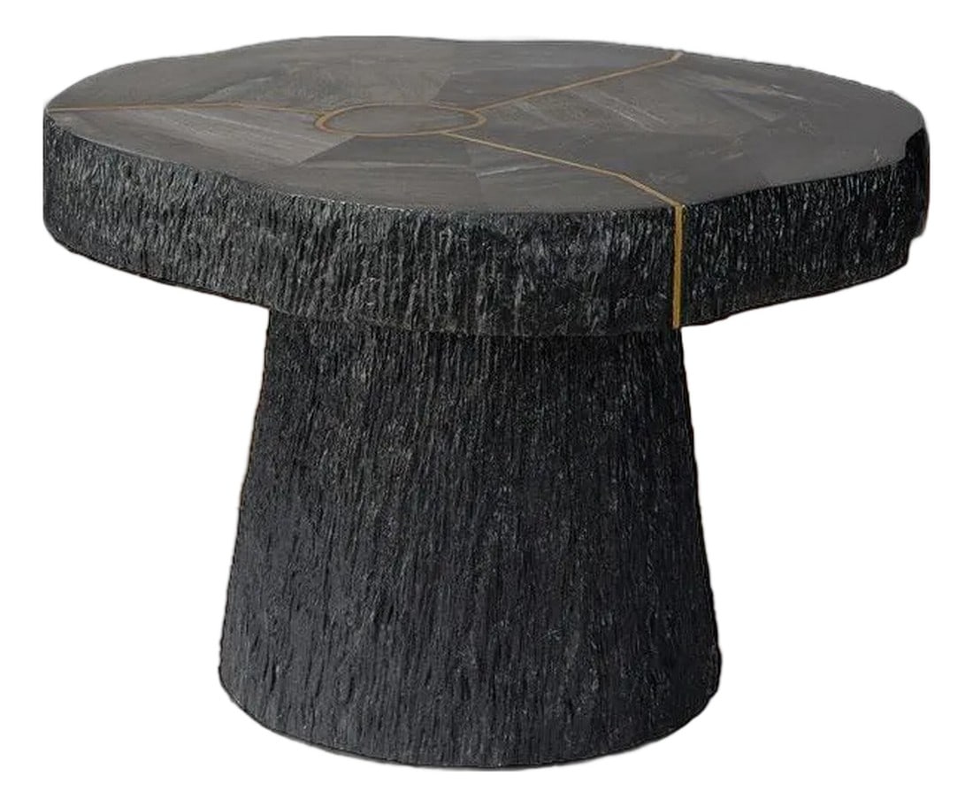 Sculptural Modern Organic Black Wood Sune Small Coffee Table or Side Table by Made Goods With Golden (1 of 12)