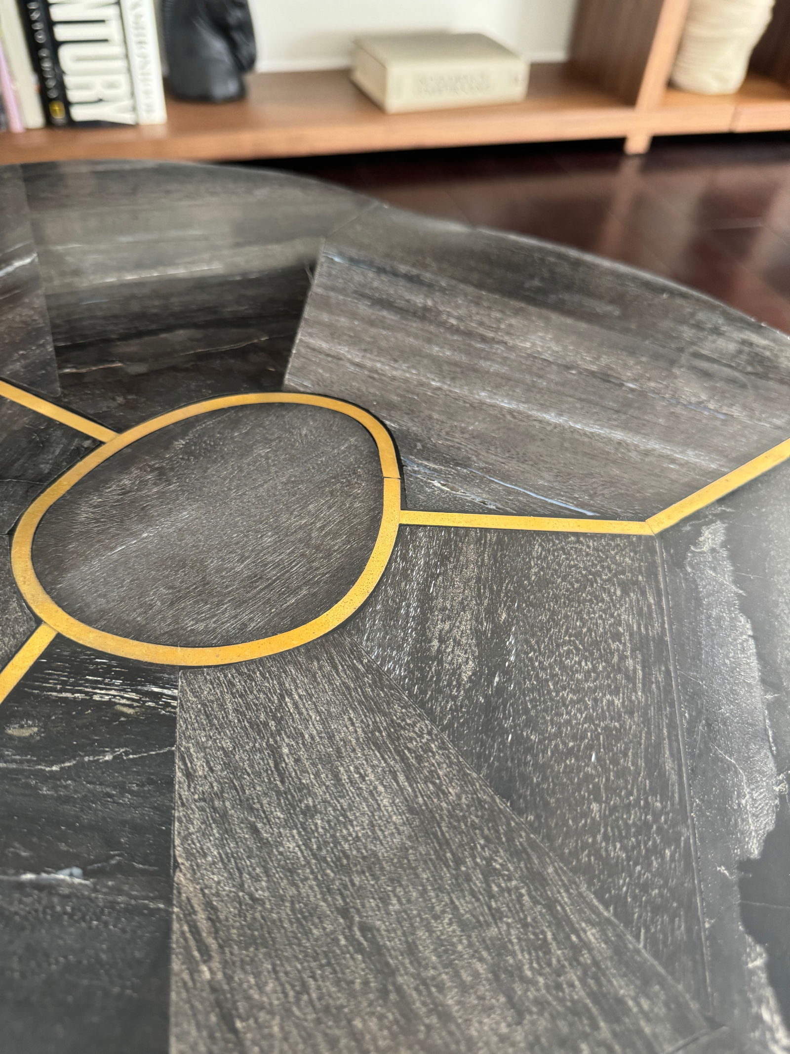 Sculptural Modern Organic Black Wood Sune Small Coffee Table or Side Table by Made Goods With Golden - 2