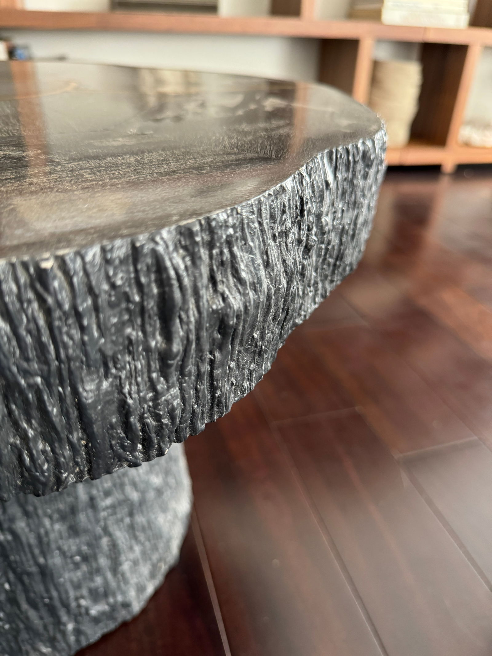 Sculptural Modern Organic Black Wood Sune Small Coffee Table or Side Table by Made Goods With Golden - 5