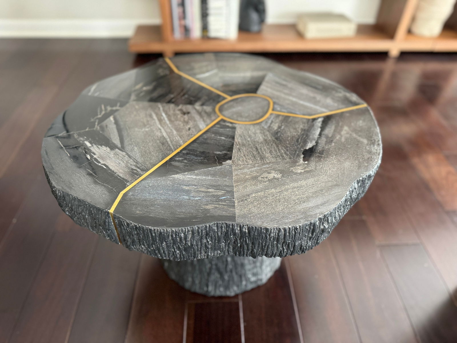 Sculptural Modern Organic Black Wood Sune Small Coffee Table or Side Table by Made Goods With Golden - 6
